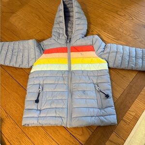Joules Kids Puffer Jacket with Rainbow Stripes